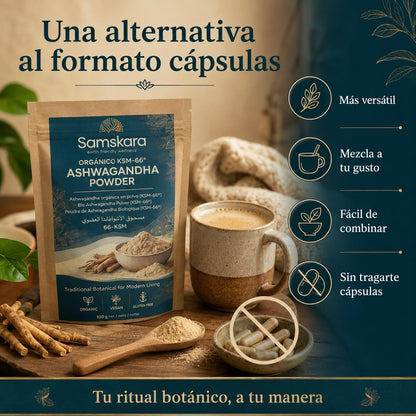 Ashwagandha Ksm-66 En Polvo Bio - 100g | Superalimento Ecológico Vegano Para Batidos, Smoothies Y Zumos_1