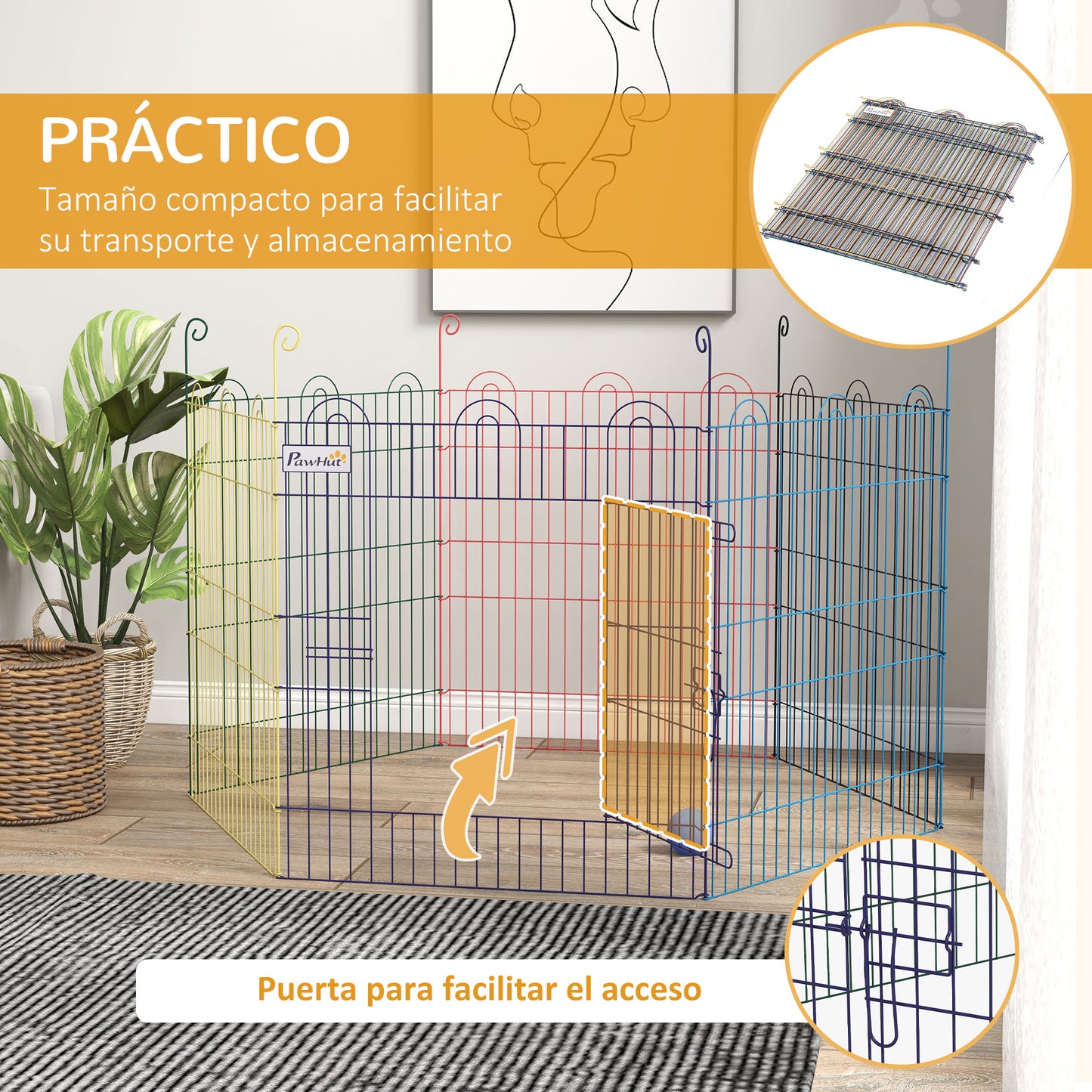 Pawhut Parque Plegable Para Mascotas De 6 Paneles De Alambre Para Jardín Ø120x60_5
