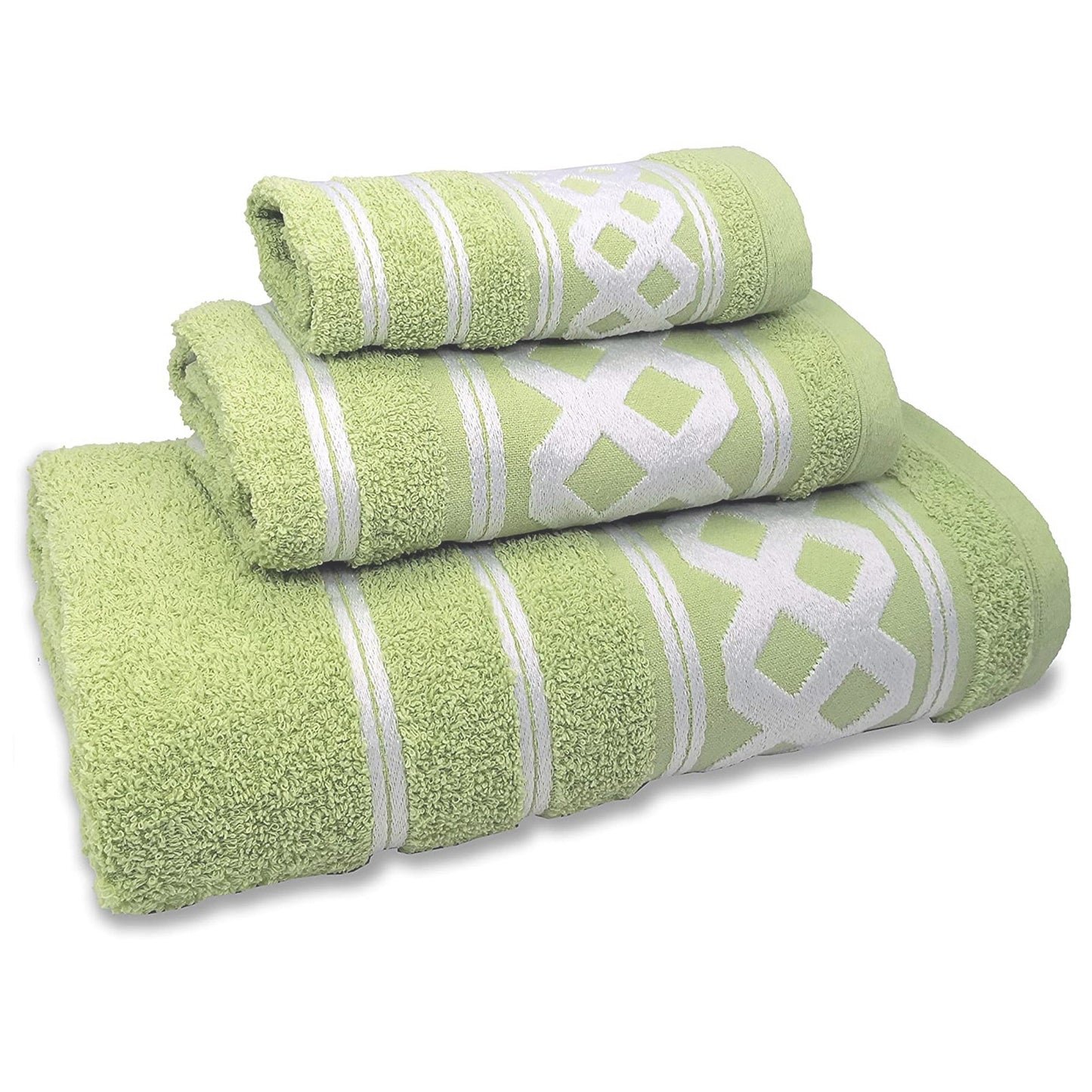 Juego De 3 Toallas De Baño De Algodón De Rizo 450 Gr/m2, De 50x30; 100x50; 150x100 Cm., Color Verde Agua_3