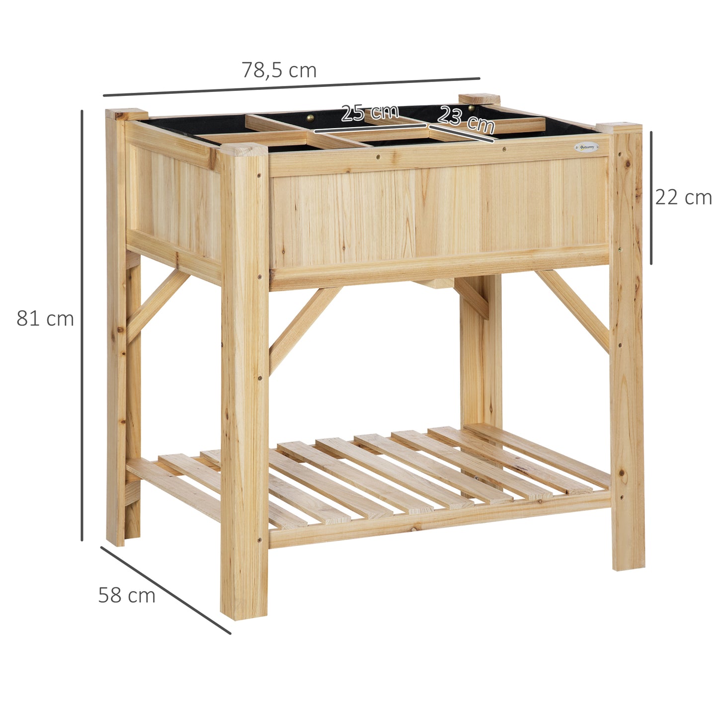 Outsunny Huerto Urbano De Madera Jardín 6 Compartimentos Estante 78,5x58x81 Cm_2