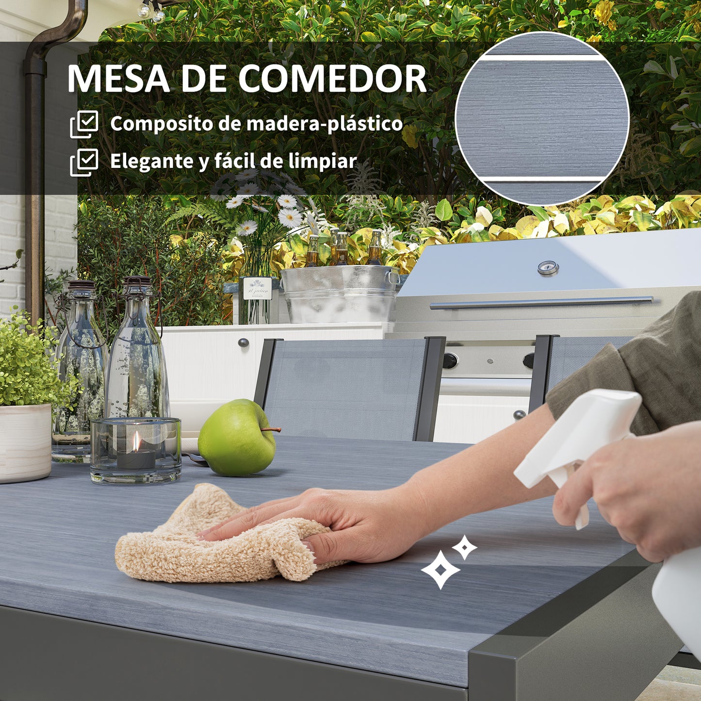Outsunny Conjunto De Mesa Y Sillas Jardín De 7 Piezas_4