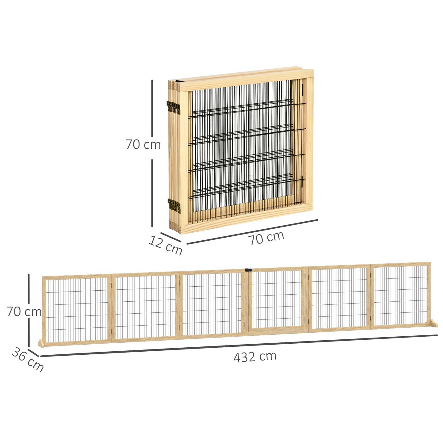 Pawhut Barrera De Seguridad Para Perros Plegable De Madera Con Soporte De Pie_2