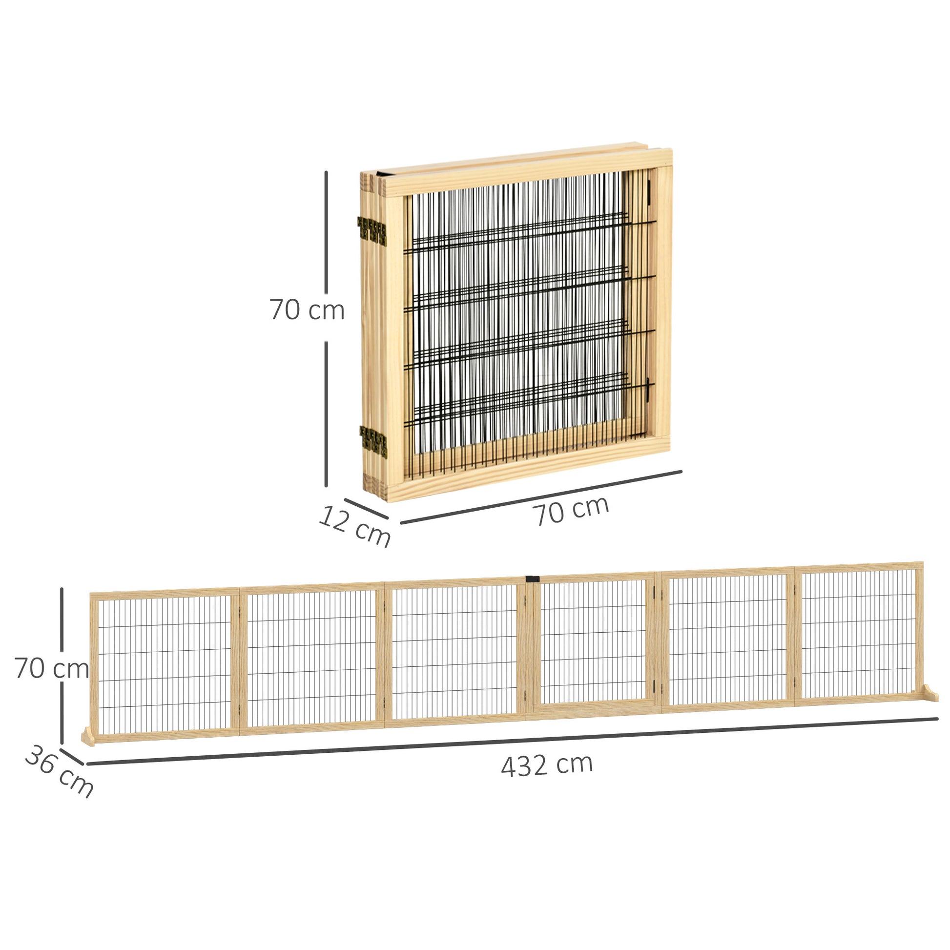 Pawhut Barrera De Seguridad Para Perros Plegable De Madera Con Soporte De Pie_2