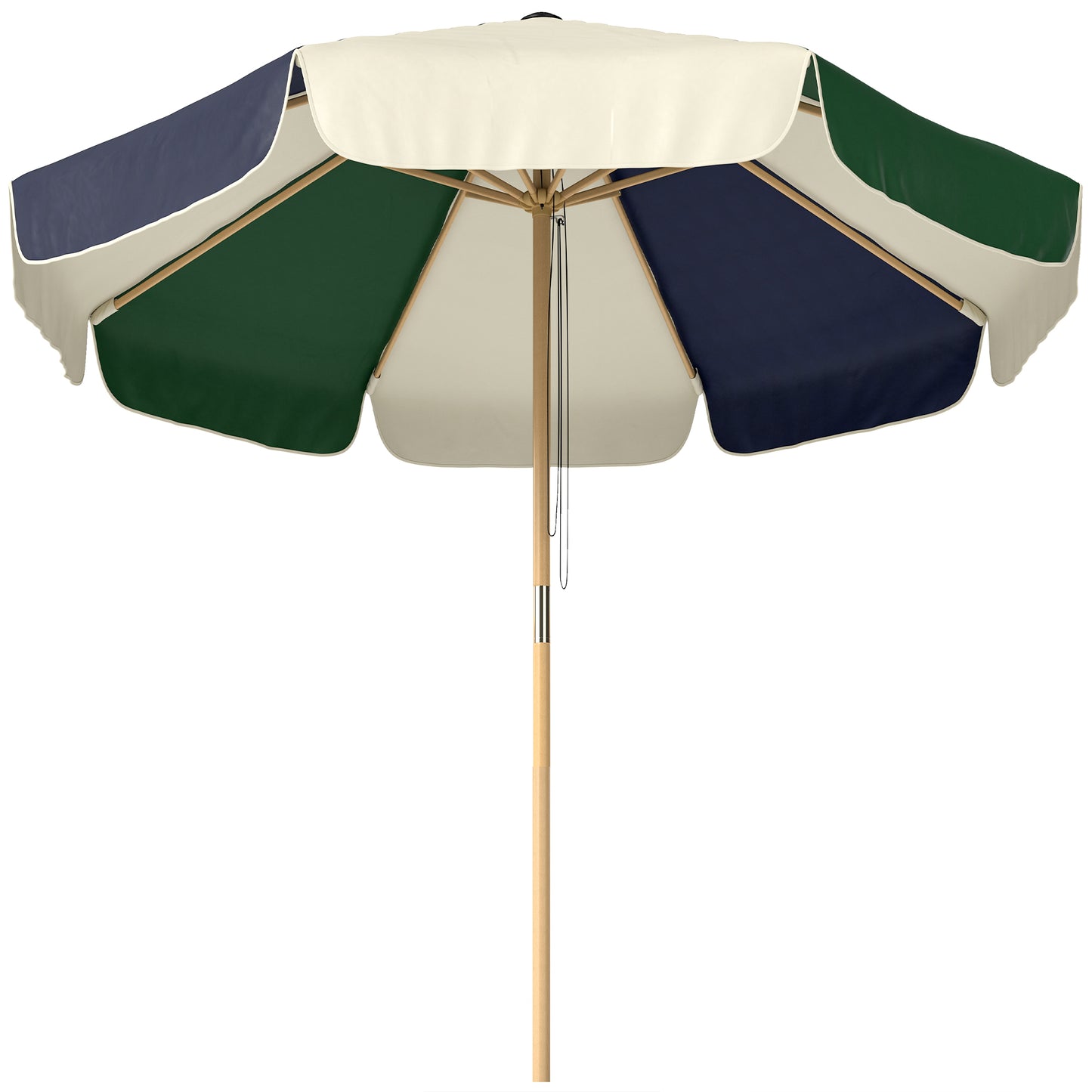 Outsunny Sombrilla Terraza Exterior Ø2,3 M Marco Efecto Madera Polea Con Cuerda_0