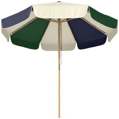 Outsunny Sombrilla Terraza Exterior Ø2,3 M Marco Efecto Madera Polea Con Cuerda_0