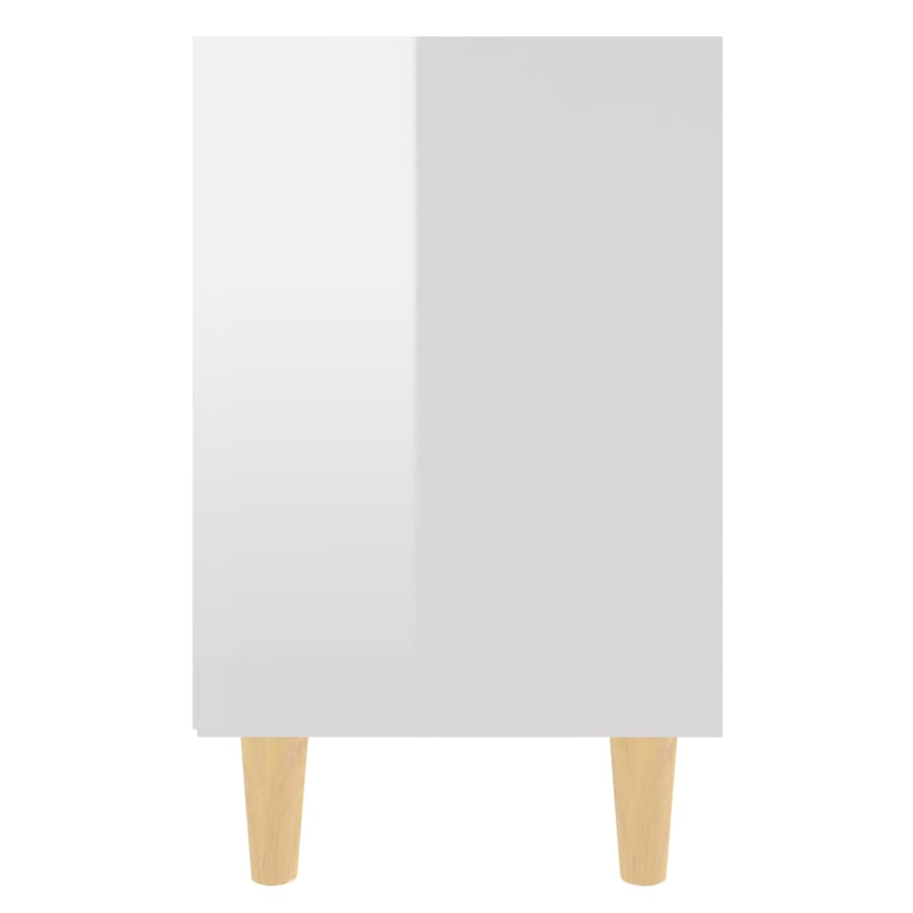 Mesitas De Noche Patas Madera 2 Uds Blanco Brillo 40x30x50 Cm_4