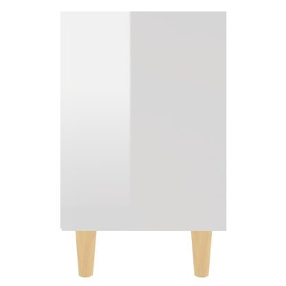 Mesitas De Noche Patas Madera 2 Uds Blanco Brillo 40x30x50 Cm_4