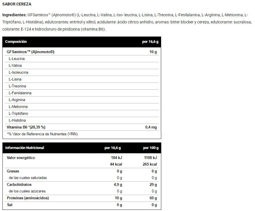 Gfs Aminos - 340g - Cereza - Esenciales E Hidrolizados - Vitobest_5