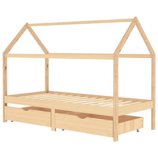 Vidaxl Estructura De Cama Infantil Con Cajones Madera De Pino 90x200cm_0