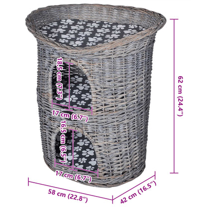 Vidaxl Casa/cama/rascador Para Mascotas 2 Niveles Sauce Con Cojín_2