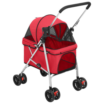 Vidaxl Cochecito Para Perros Plegable Tela Oxford Rojo 76x50x100 Cm_3