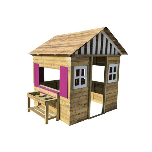Casita De Madera Masgames Lollipop Xxl Horeca + Cocinita Rosa.