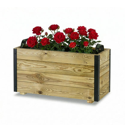 Jardinera De Madera Con Refuerzo De Aluminio 70x30x40 Cm Ghio Al Hortalia_0