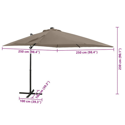 Vidaxl Sombrilla De Jardín Voladiza Con Palo Y Luces Led Taupe 250 Cm_2
