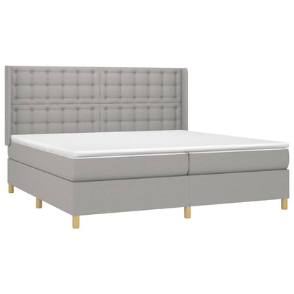 Cama Box Spring Con Colchón Tela Y Led Gris Claro 200x200 Cm / Vetonek_2