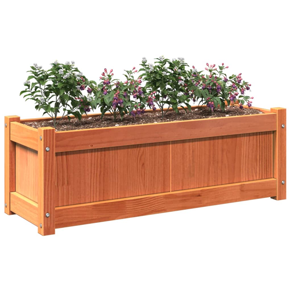 Jardineras De Exterior 2 Uds Madera Maciza De Pino Marrón Cera_3