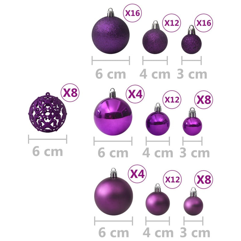 Vidaxl Juego De Bolas De Navidad 100 Piezas Morado_5