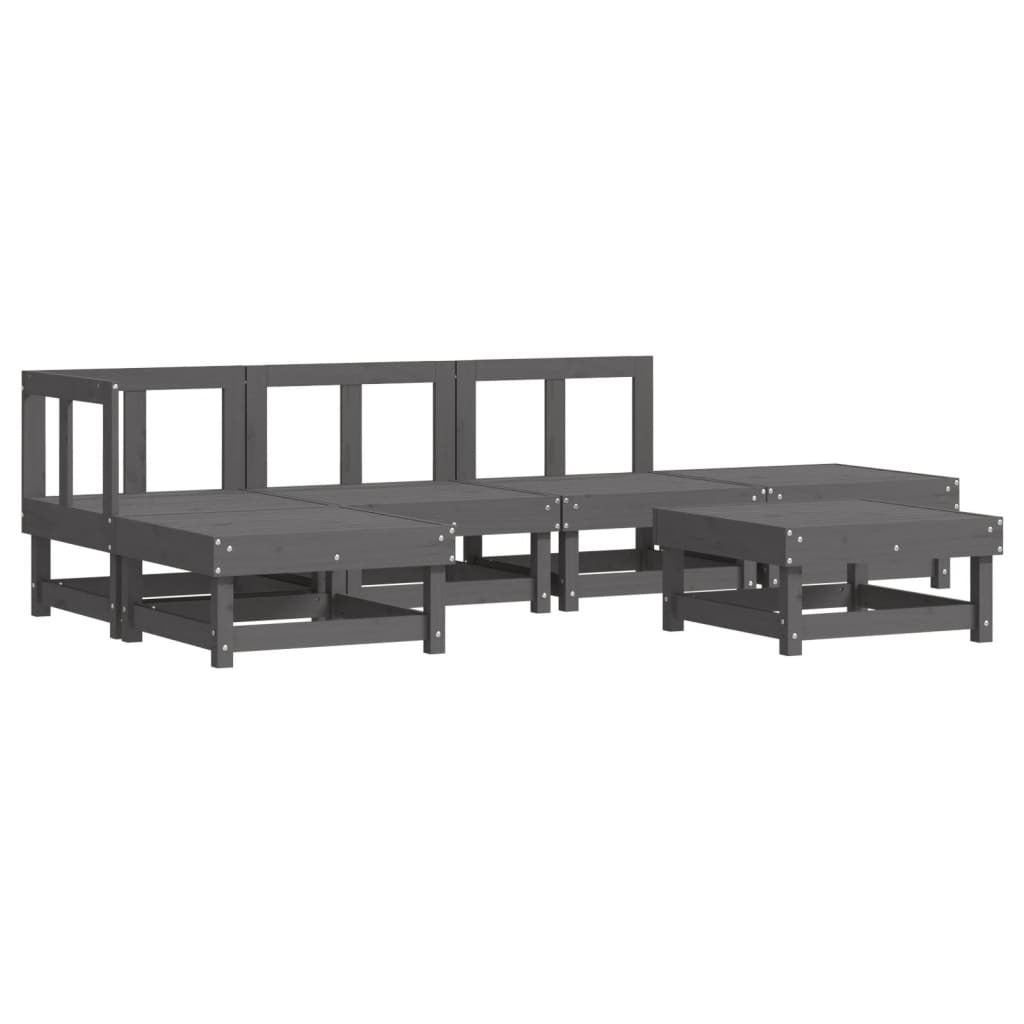 Vidaxl Mesa Y Taburetes Altos Jardín 6 Pzas Madera Maciza De Pino Gris_0