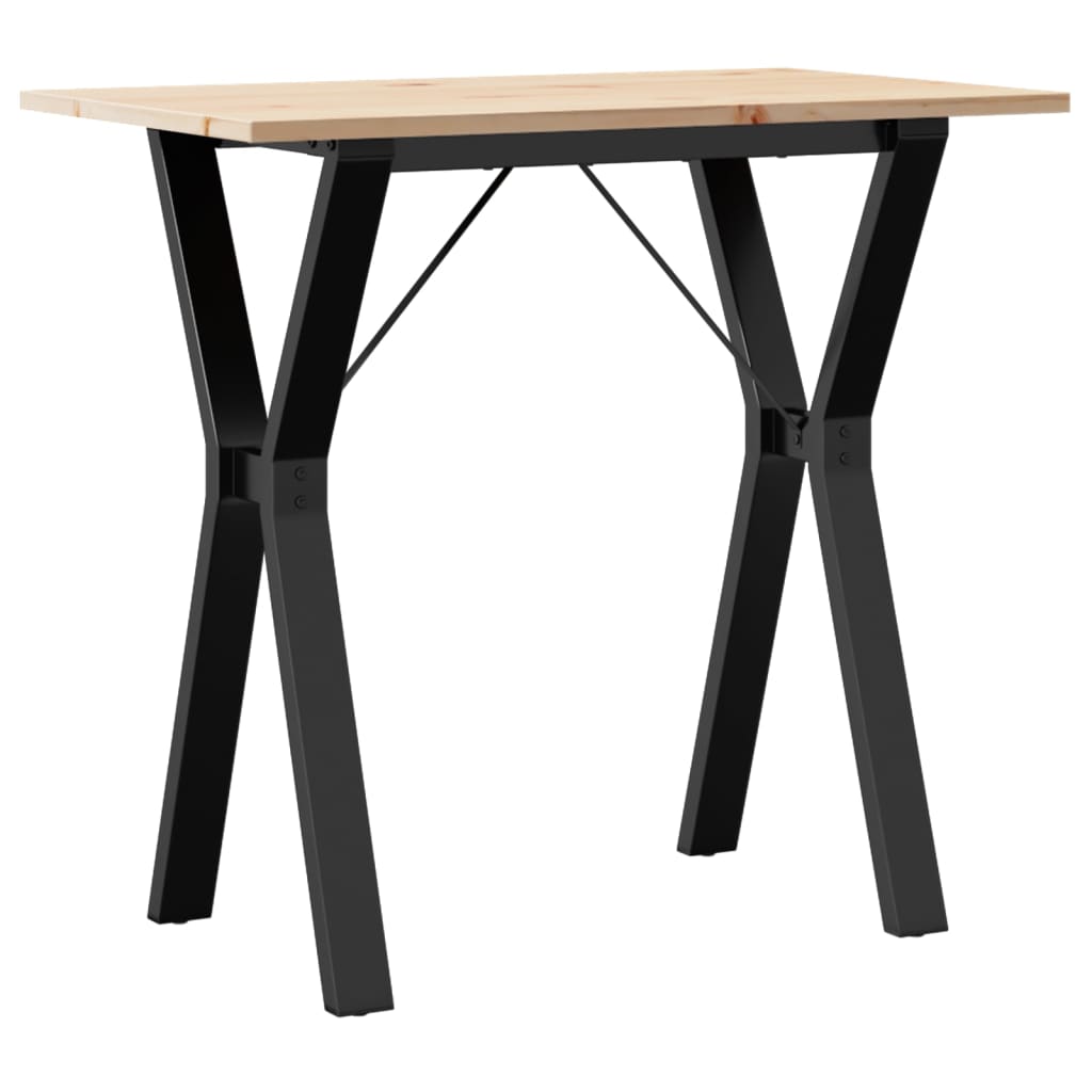 Mesa De Comedor Marco Y Madera Maciza Pino Y Acero 80x50x75 Cm_0