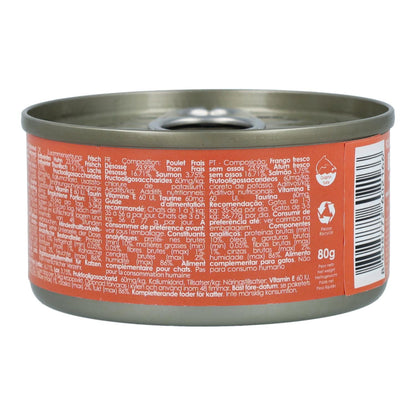 Kit Cat Lata Toppers - Pollo & Salmón 80 g Comida húmeda para gatos en gelatina