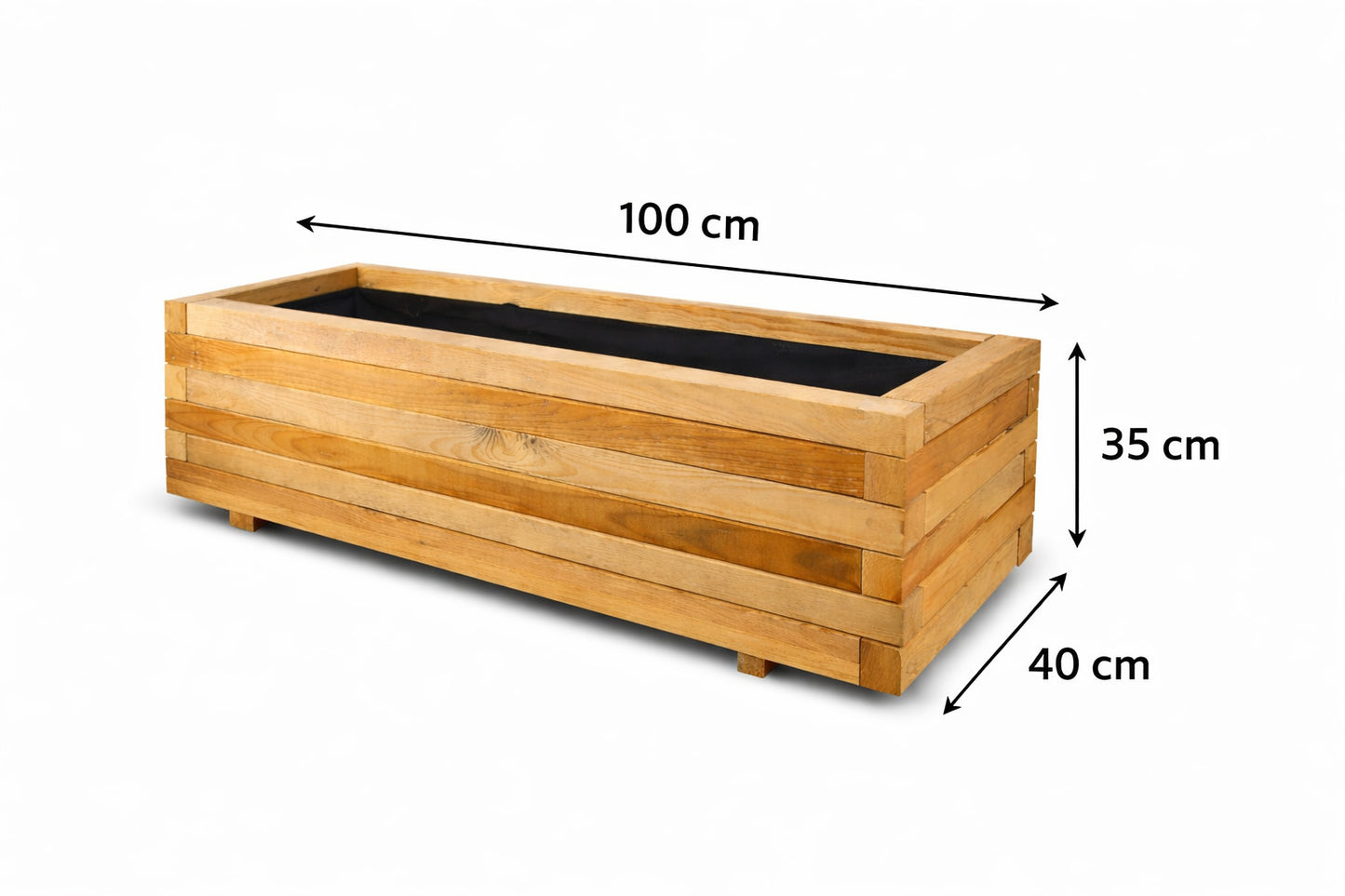 Jardinera Rectangular De Madera De Pino Tratada Exterior 100x40x35 Cm Marrón 97 L_5