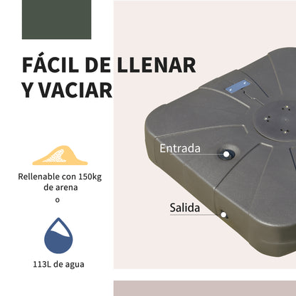 Outsunny Base Para Sombrilla Rellenable De Arena Y Agua Con 4 Ruedas Exteriores_5