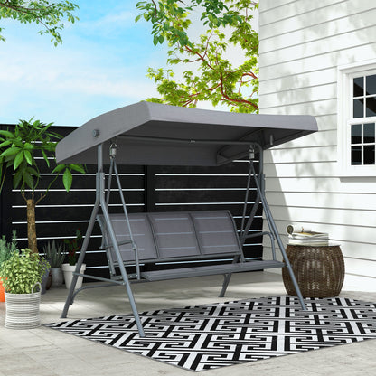 Outsunny Columpio Balancín De Jardín De 3 Plazas Con Techo Ajustable 175x118x159 Cm Gris_1