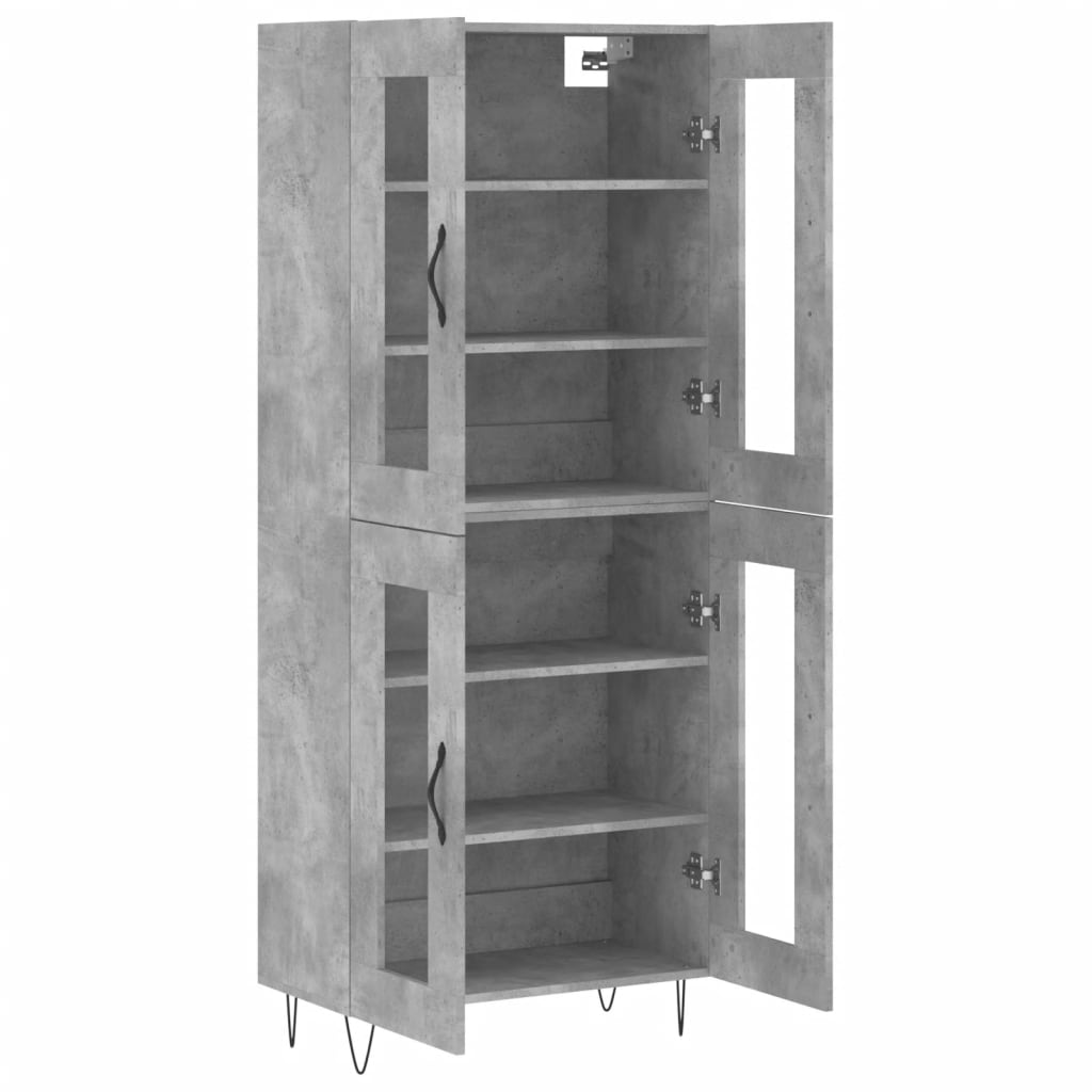 Aparador Alto Madera Contrachapada Gris Hormigón 69,5x34x180 Cm_3