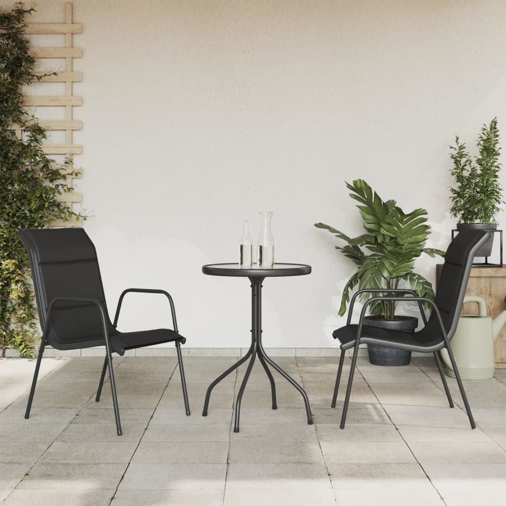 Vidaxl Juego De Comedor Para Jardín 3 Piezas Acero Negro_1