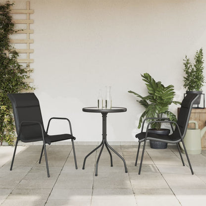 Vidaxl Juego De Comedor Para Jardín 3 Piezas Acero Negro_1