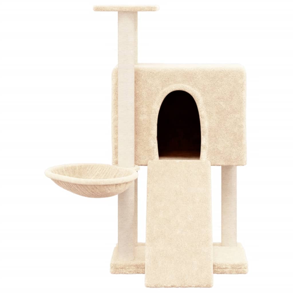 Rascador Para Gatos Con Postes De Sisal Crema 96 Cm_2