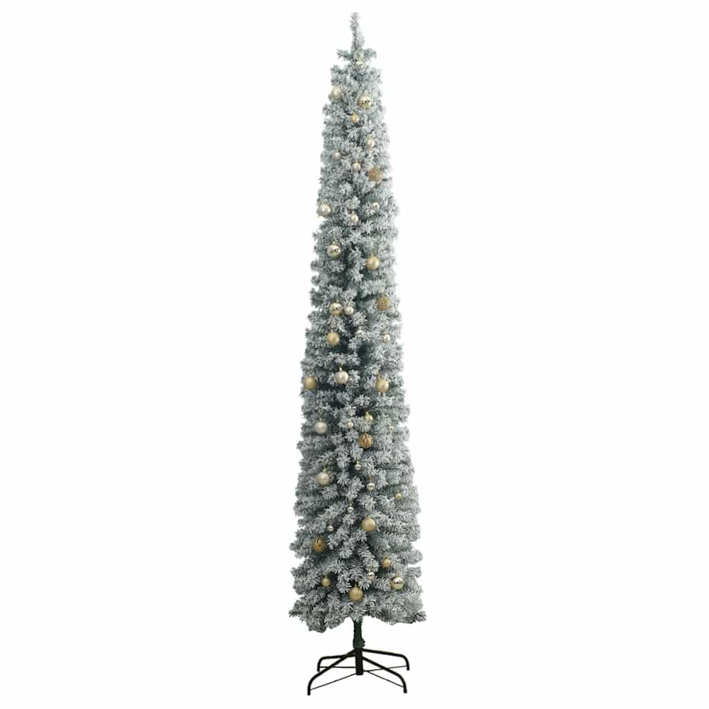 Vidaxl Árbol De Navidad Estrecho Con 300 Led Y Bolas Y Nieve 300 Cm_3