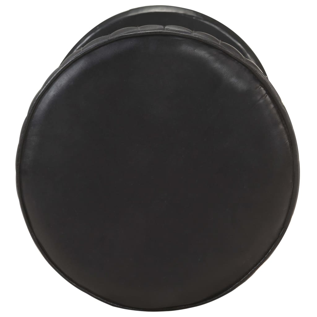 Taburete De Cocina De Cuero Auténtico Negro_0