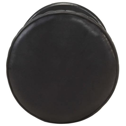 Taburete De Cocina De Cuero Auténtico Negro_0