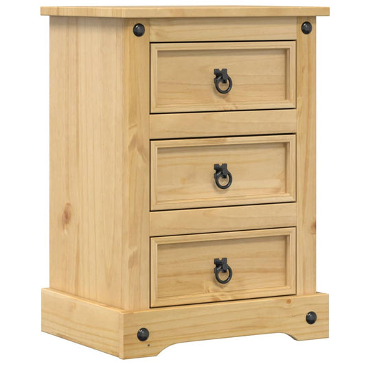 Mesita De Noche Corona Madera Maciza De Pino 45x35x64 Cm_0