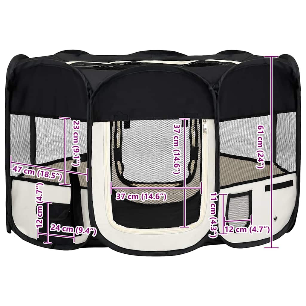 Vidaxl Parque De Perros Plegable Y Bolsa Transporte Negro 125x125x61cm_2