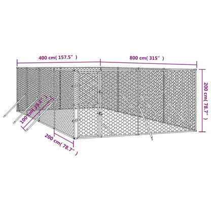 Vidaxl Perrera De Exterior Acero Galvanizado Plateado 4x8x2 M_3