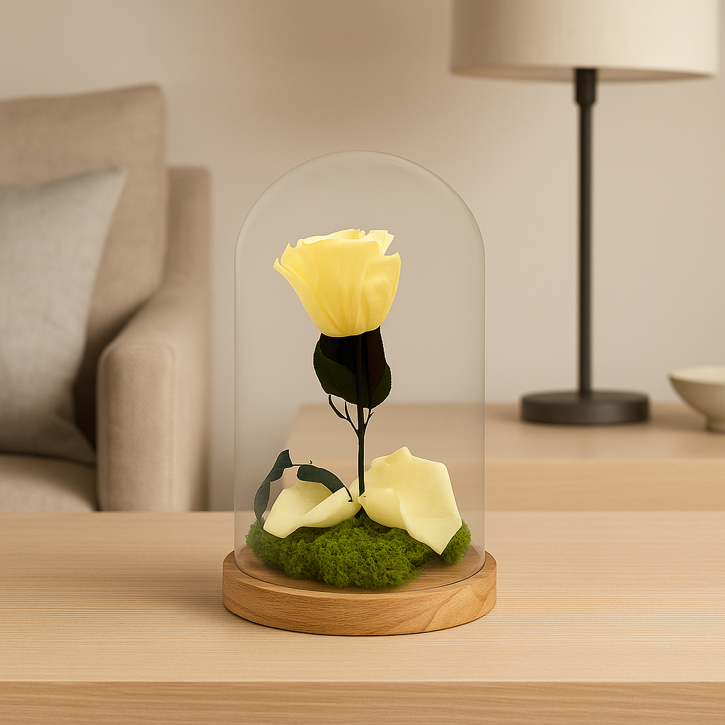 Mundo Eterno Rosa En Cúpula Crema (champagne) 12x20cm_3