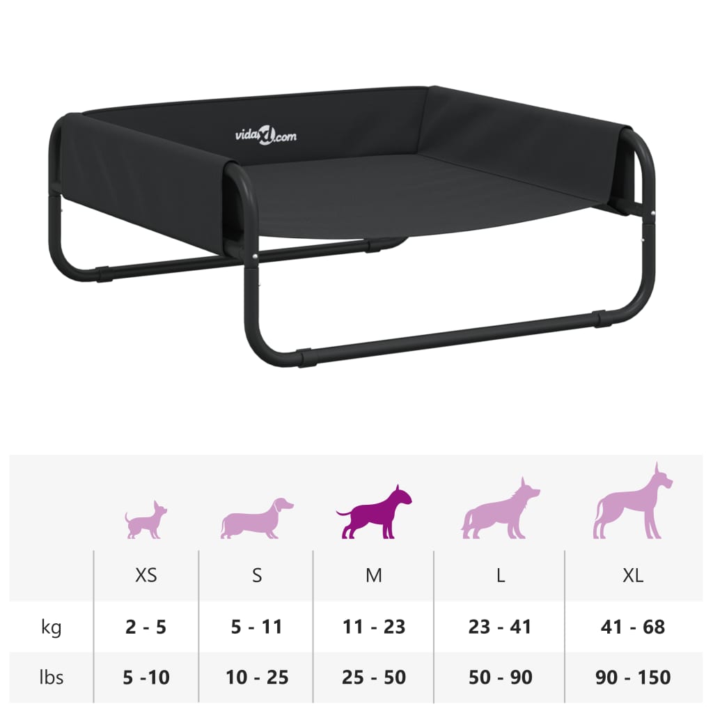 Cama Elevada Para Perros Tela Oxford Y Acero Gris Antracita / Vetonek_0