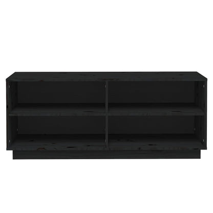 Armario Zapatero De Madera Maciza De Pino Negro 110x34x45 Cm / Vetonek_1
