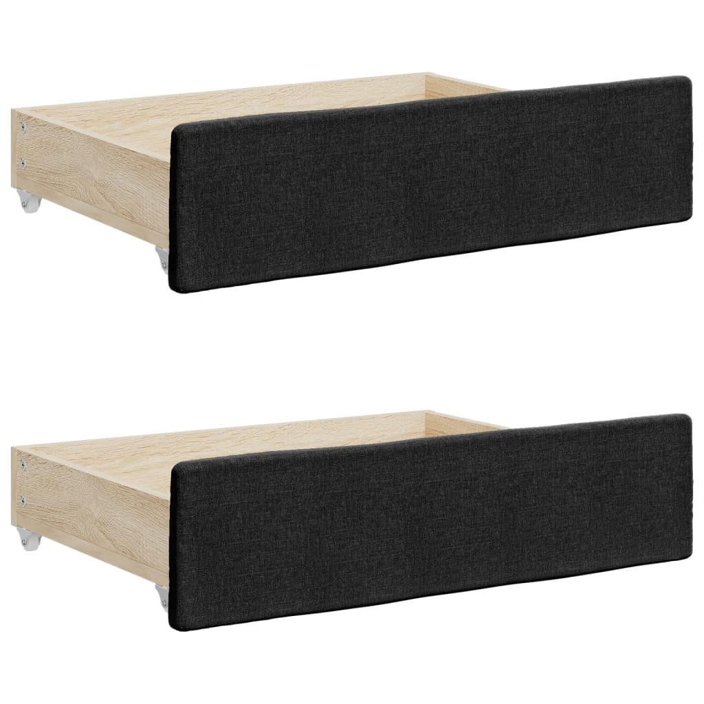 Cajones De Cama 2 Uds Madera De Ingeniería Y Tela Negro / Vetonek_0