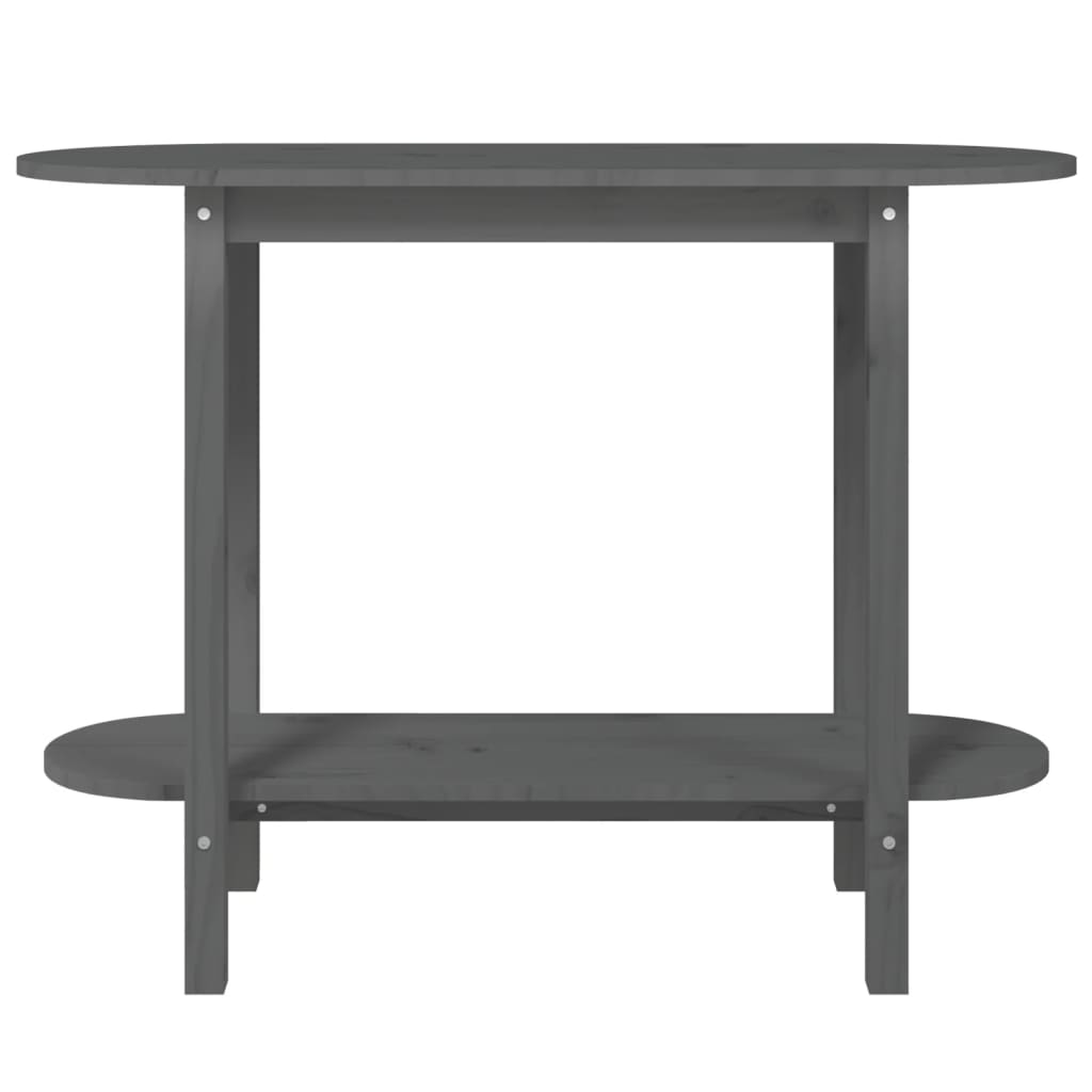 Mesa Consola De Madera Maciza De Pino Gris 110x40x80 Cm_3