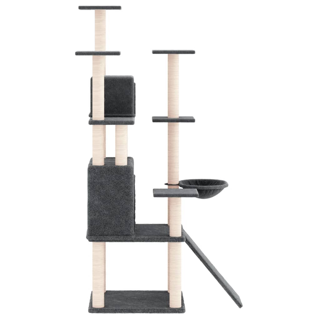 Rascador Para Gatos Con Postes De Sisal Gris Oscuro 154 Cm_3