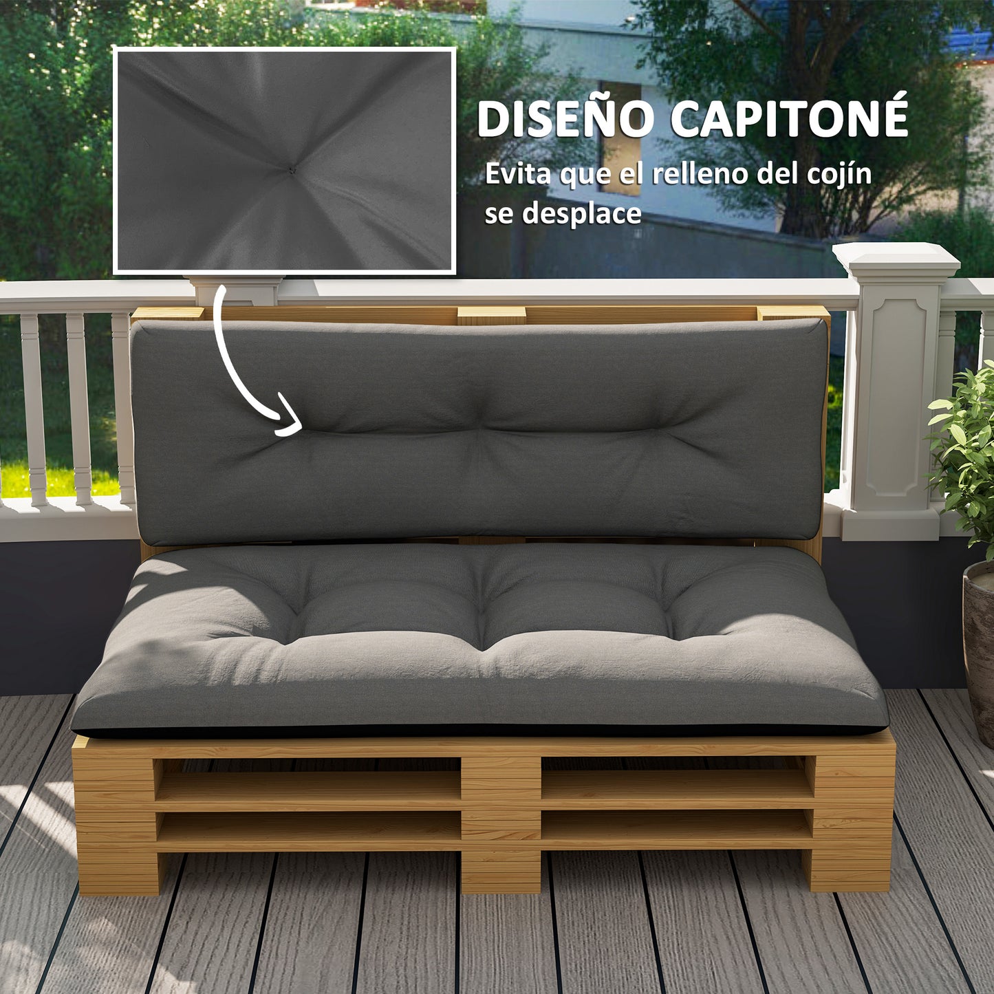 Outsunny Cojines Para Palets 2-piezas Set De Tela Resistente Impermeable Gris_5