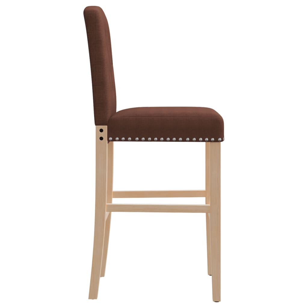 Taburetes Altos 2 Uds Madera Maciza De Caucho Y Tela_4