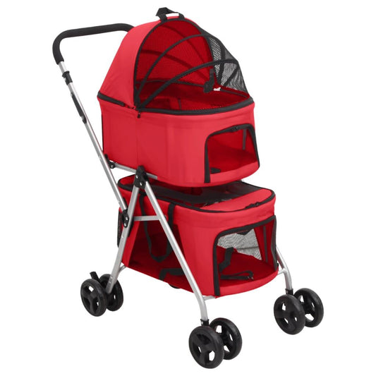 Vidaxl Cochecito Doble De Perros Plegable Tela Oxford Rojo 83x48x97 Cm_0