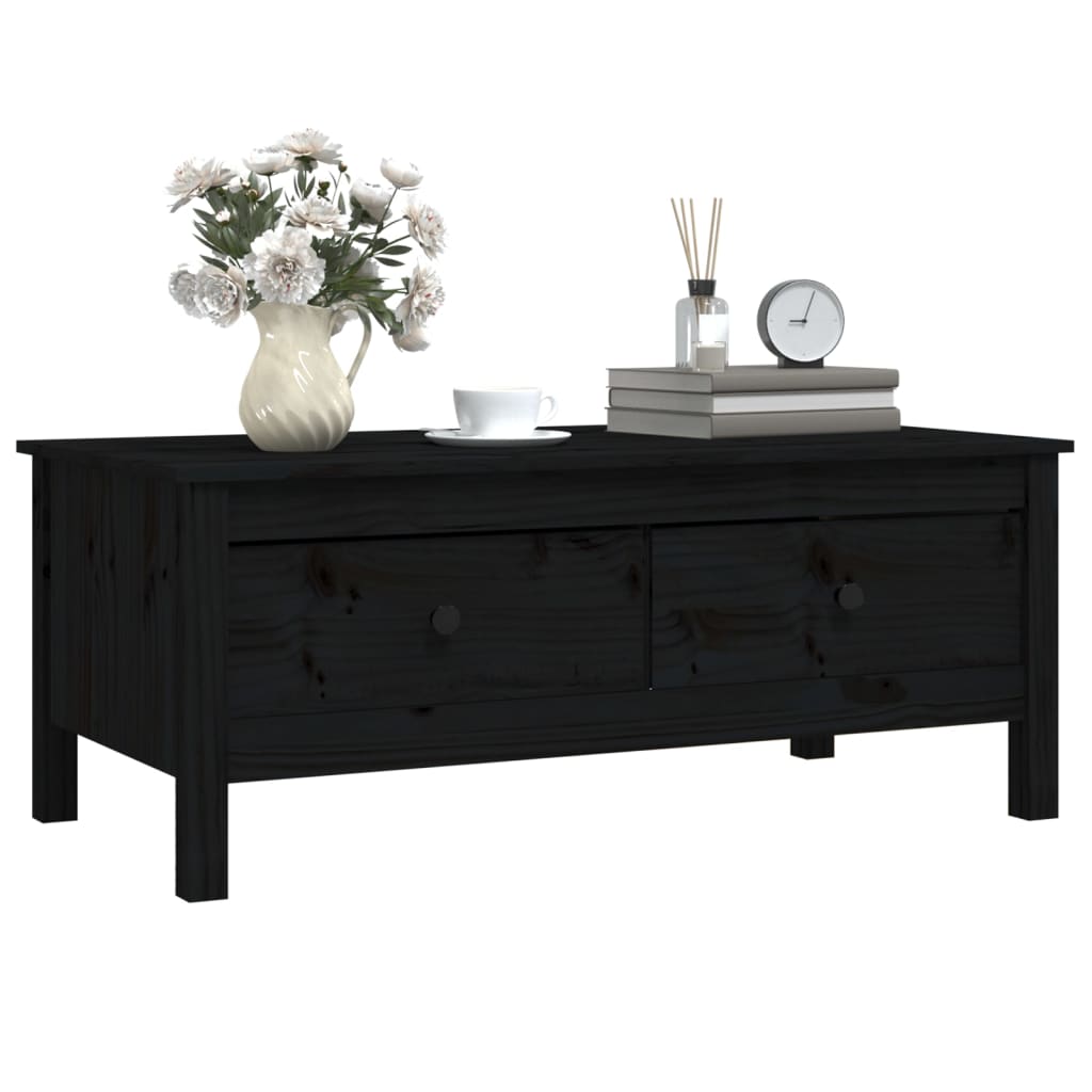 Mesa De Centro De Madera Maciza De Pino Negro 100x50x40 Cm_2