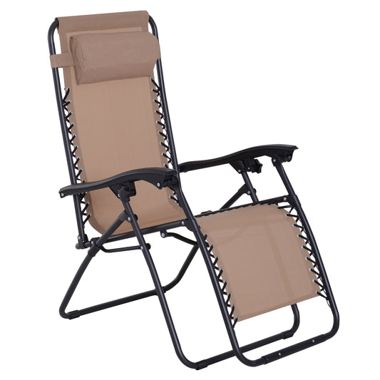 Outsunny Tumbona Plegable De Jardín Respaldo Ajustable Marco De Acero Beige_0