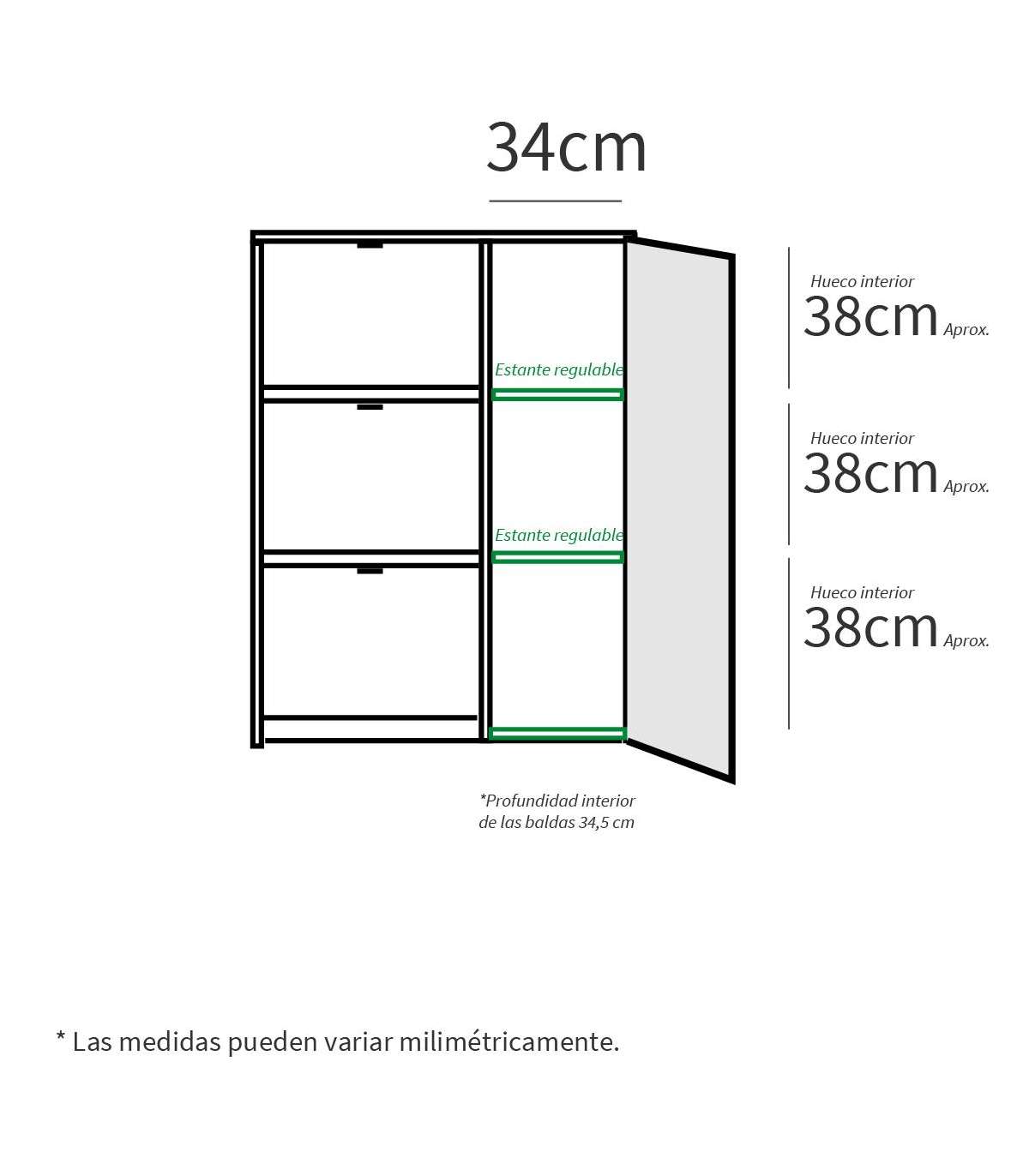Zapatero 3 Trampones Y Una Puerta Trevi En Blanco Brillo. 85 Cm(ancho) 122 Cm(altura) 37 C_4