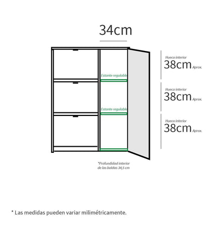 Zapatero 3 Trampones Y Una Puerta Trevi En Blanco Brillo. 85 Cm(ancho) 122 Cm(altura) 37 C_4